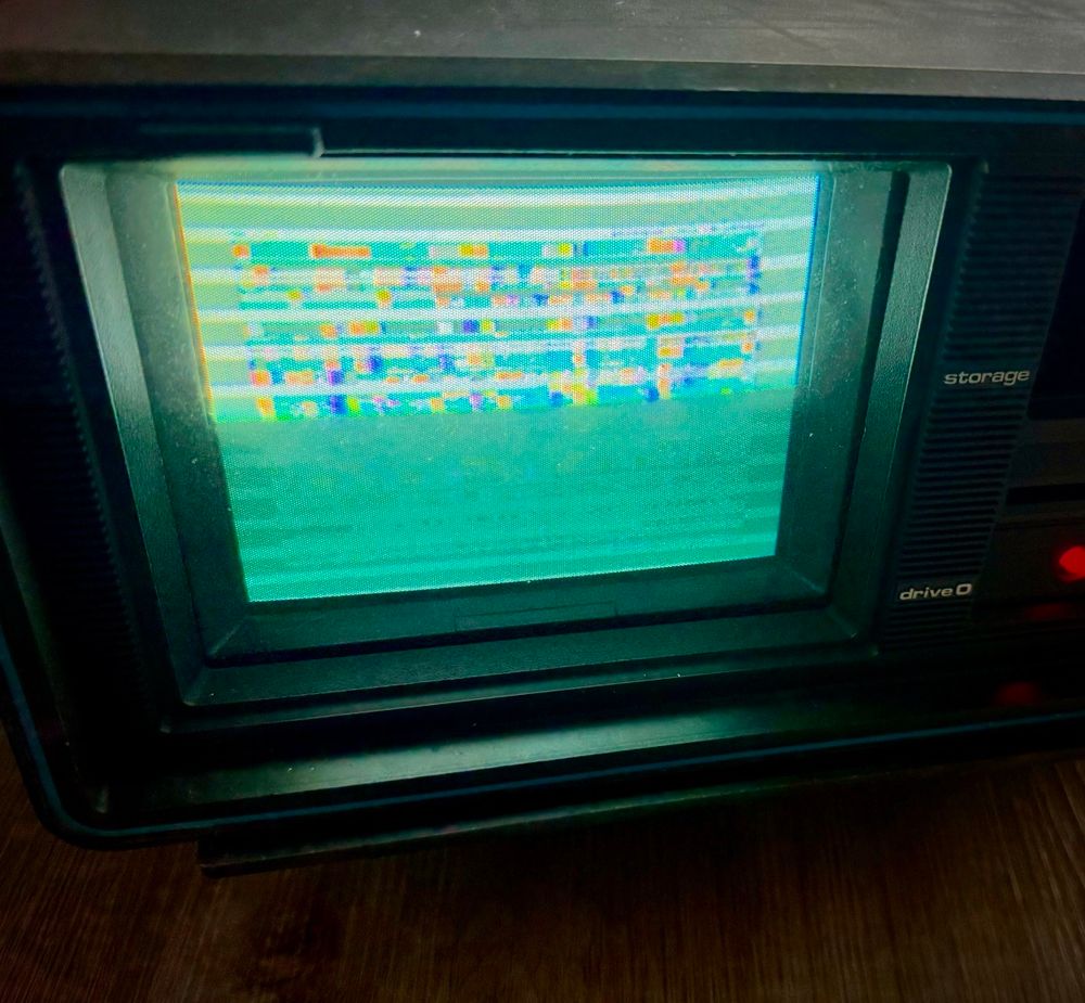 SX-64 non-booting garbage screen before PLA replaced