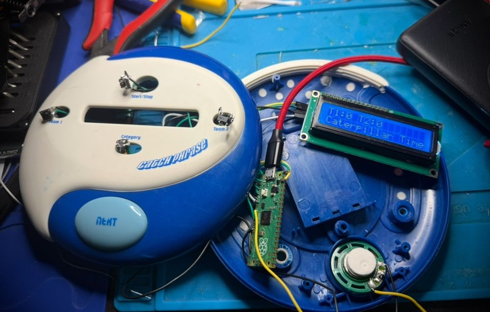 Gutted Catchphrase game with Raspberry Pi Pico, I2C IIC 1602 LED screen