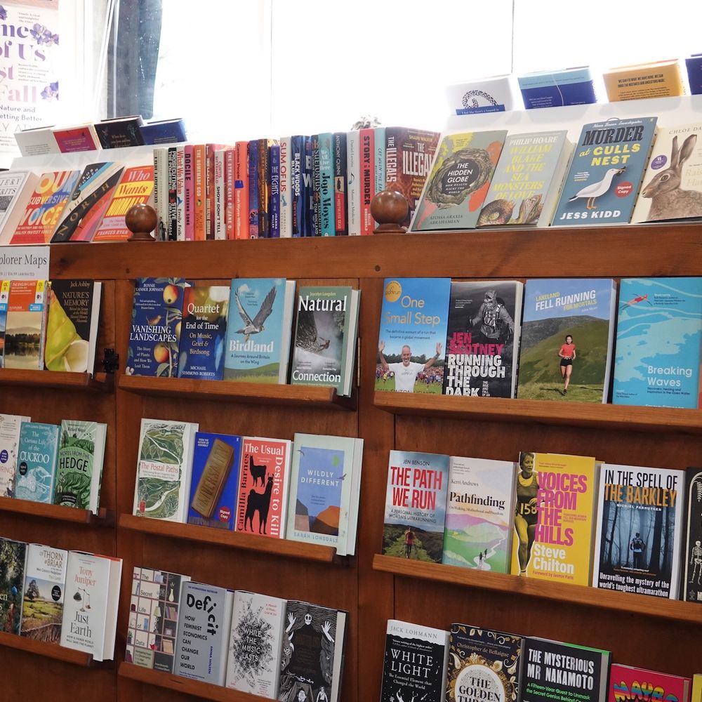 New hardback fiction and non-fiction displayed in the bookshop