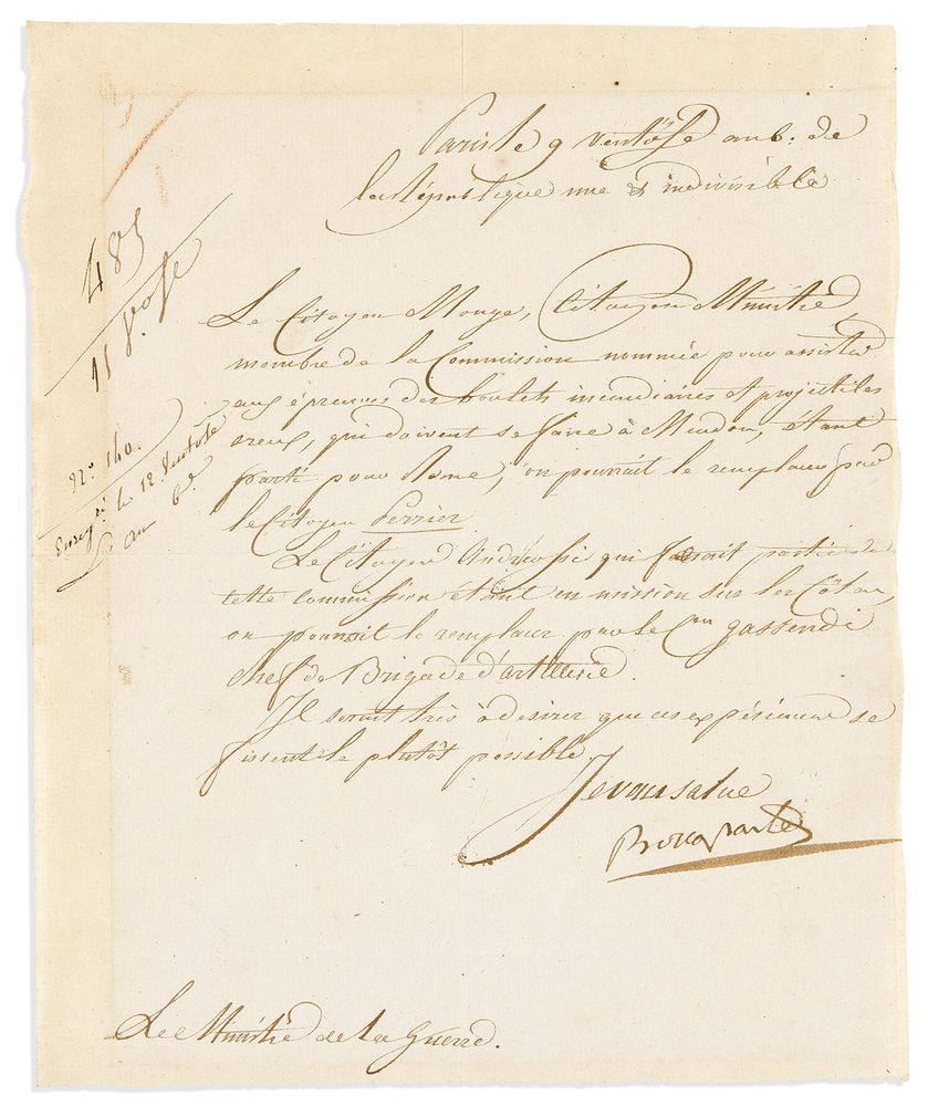 Letter written in the ornate hand of a secretary, signed by Napoleon ("Bonaparte").