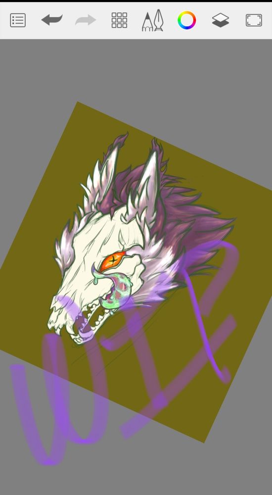 Screenshot of a WIP I'm working on of my wolfdeer fursona as a skulldog for Halloween.