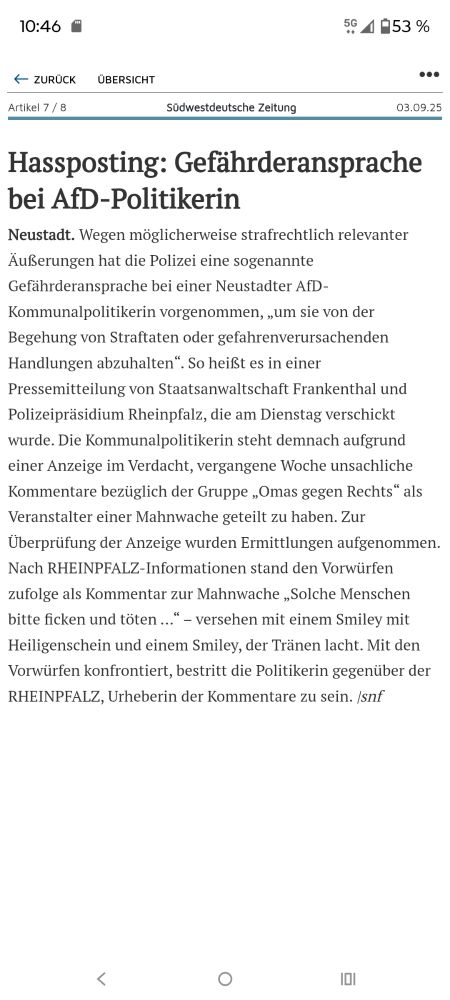 Rheinland-Pfalz: Gefährderansprache gegen AfD-Politikerin wegen Hass-Posting