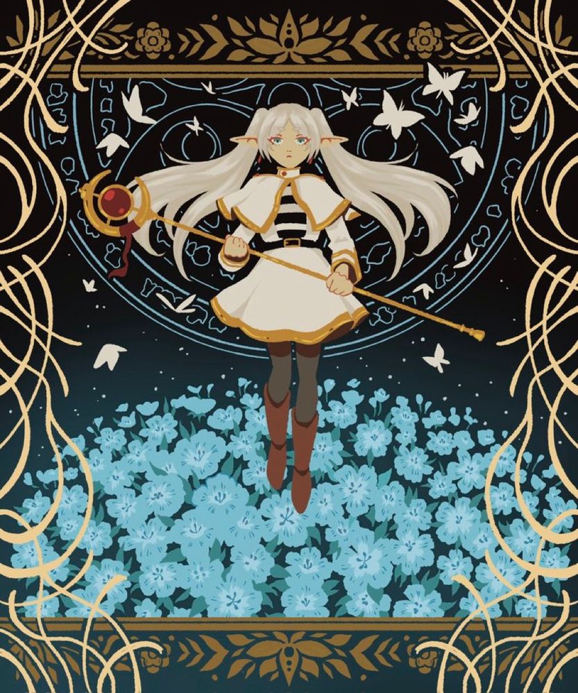 Tapestry design of Frieren from the anime Frieren Beyond Journeys End