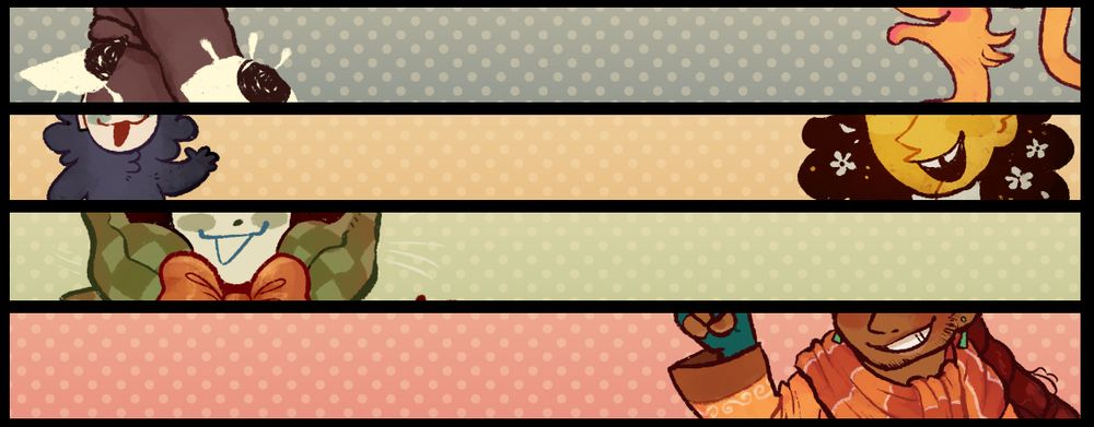 A decorative banner showing the gods from Great God Grove and Razzmatazz