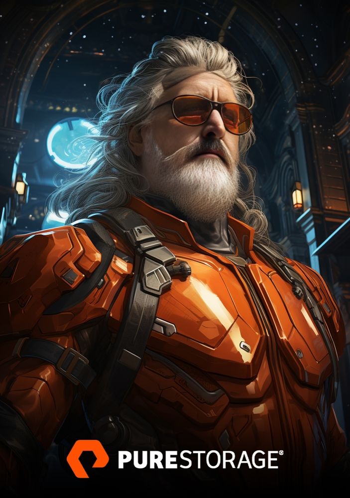 An image of me as a superhero with glowing locks and an orange, armored suit.