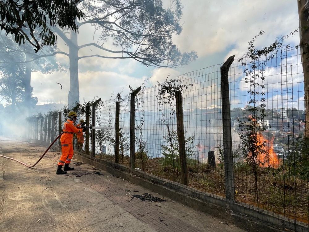 VÍDEO: incêndio no bairro Santa Lúcia ameaça casas e assusta motoristas na 'curva do Ponteio'