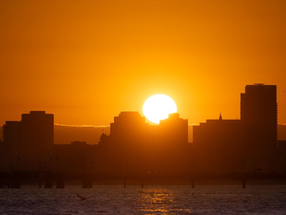 The sun setting over Long Beach 