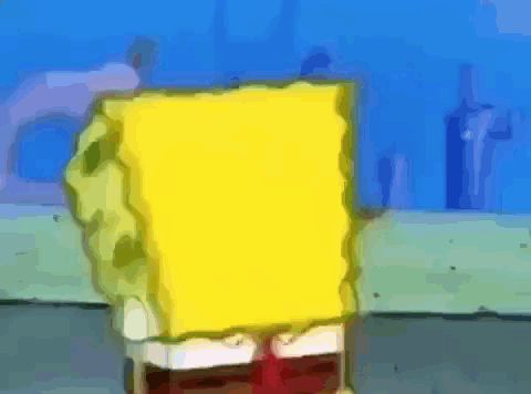 a spongebob squarepants cartoon character with a yellow block on his face