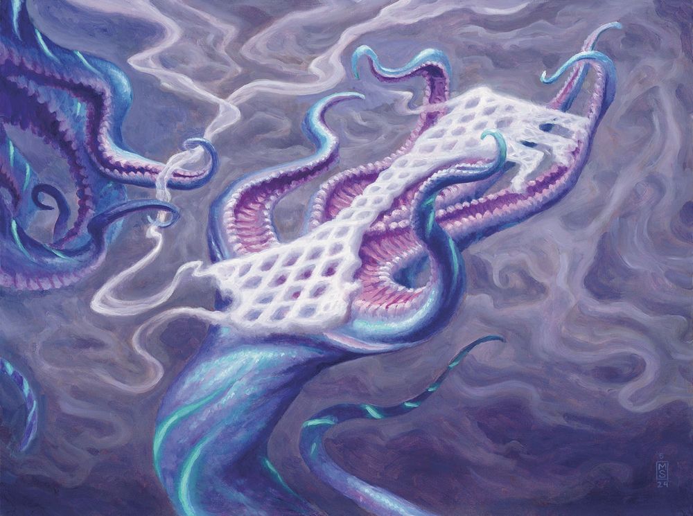A sci fi looking key being held by a squid like creature 