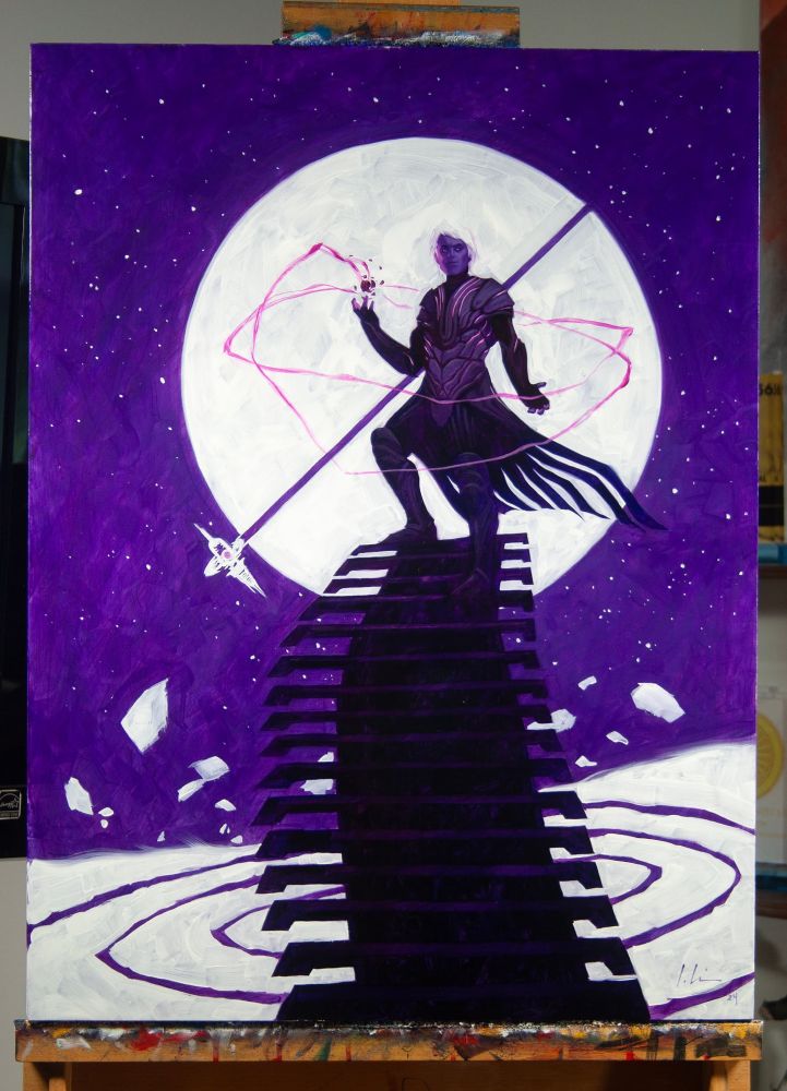 A fantasy painting on an easel