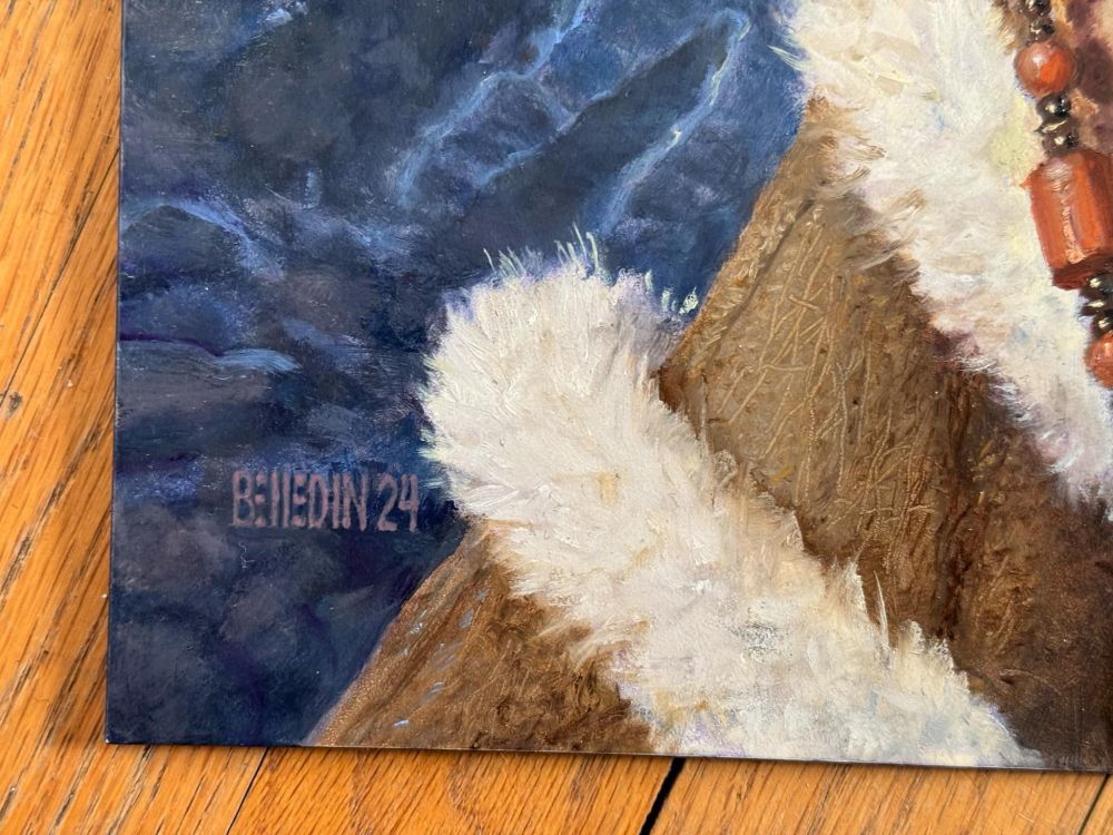 A zoom in of the mox jasper piece on Steve's signature