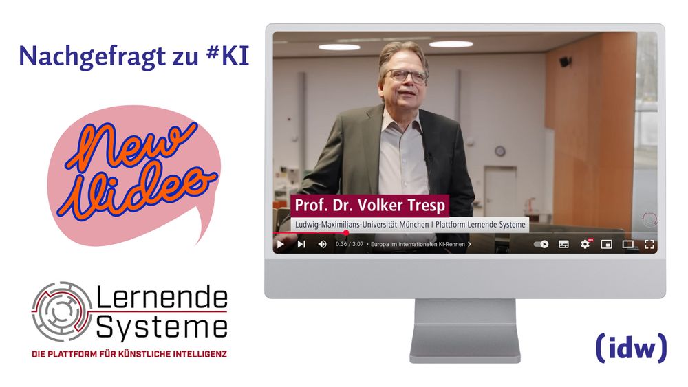 Neues Video von Lernende Systeme Nachgefragt zu KI mit einem Screenshot aus dem Video mit Prof. Tresse von der LMU München