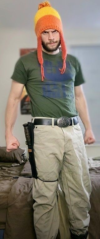 Parlan dressed as the character Jayne from the show "Firefly".