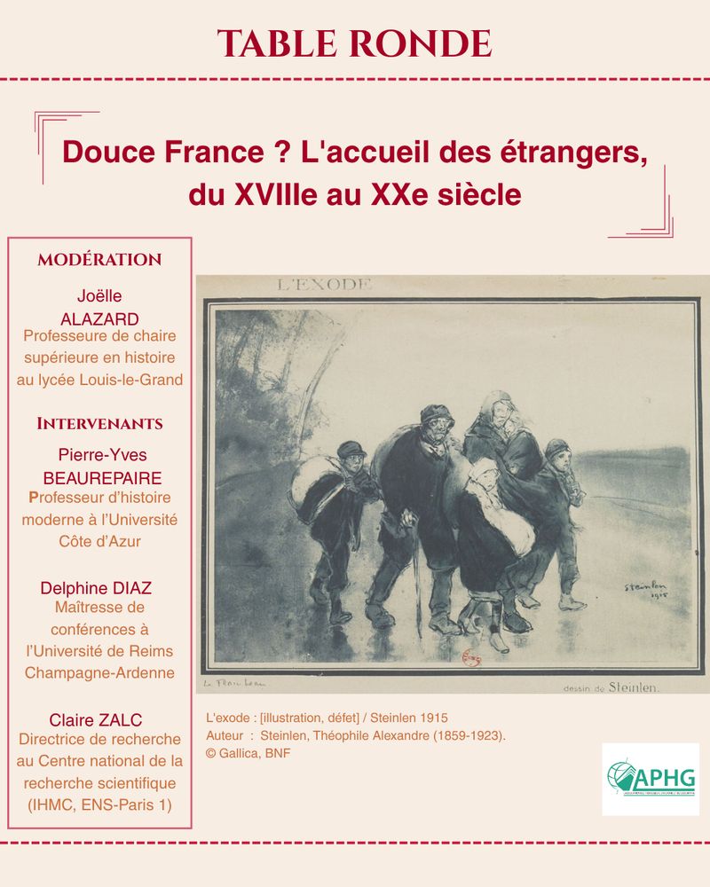 Douce France ? L'accueil des étrangers, du XVIIIe au XXe siècle
Avec Joëlle ALAZARD, Pierre-Yves BEAUREPAIRE, Delphine DIAZ et Claire ZALC