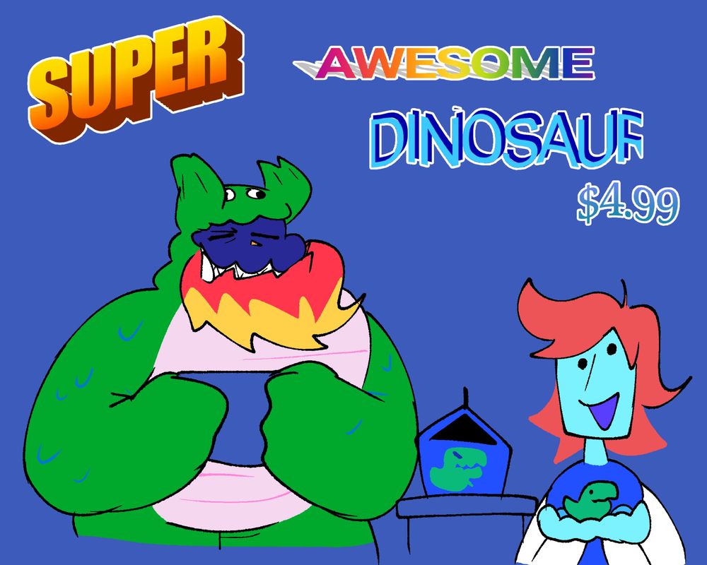 Azhazel and Boddy promoting what seems to be an ugly dinosaur toy figure.