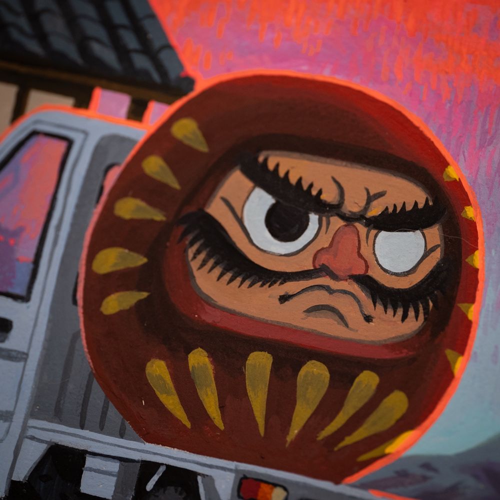 Close up of a large daruma, painting 