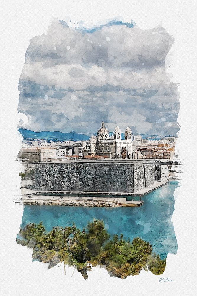 Aquarelle numérique du Mucem. 