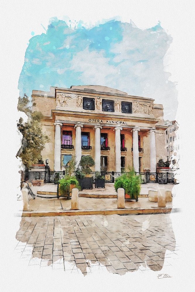 Aquarelle numérique de l'opéra de Marseille.