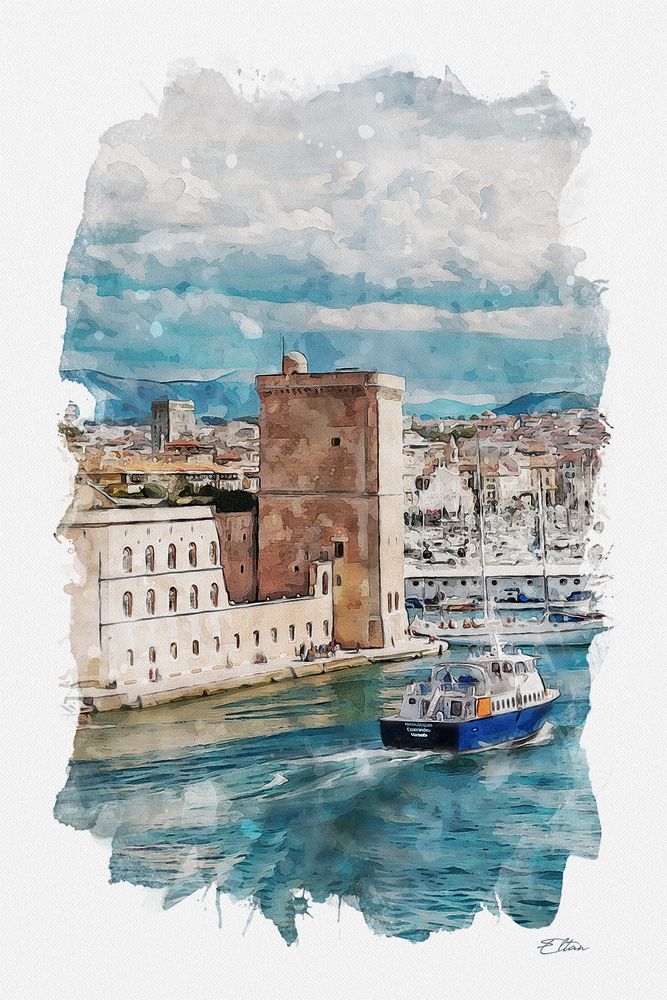 Aquarelle numérique de la Tour du Roy René. 