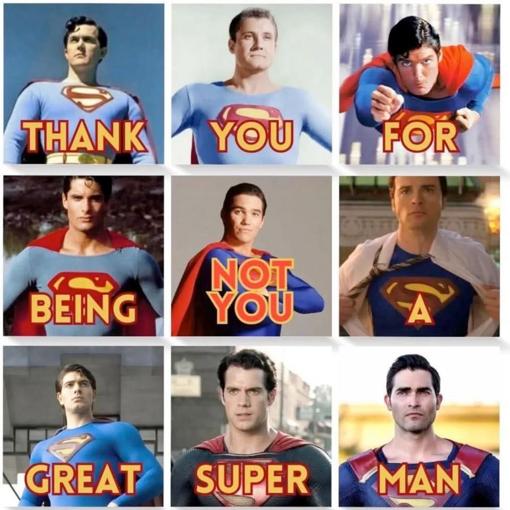 A graphic of all live-action actors for Superman singling out racist right wing freak Dean Cain as the worst one