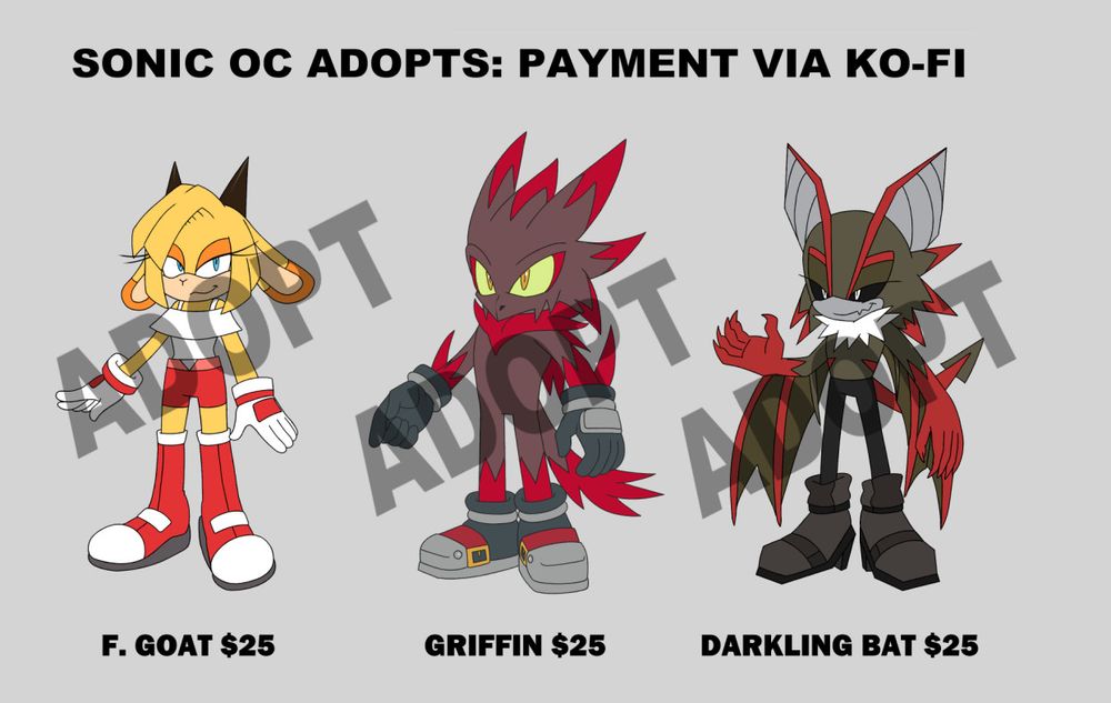 SONIC OC ADOPTS PURCHASE VIA KO-FI.