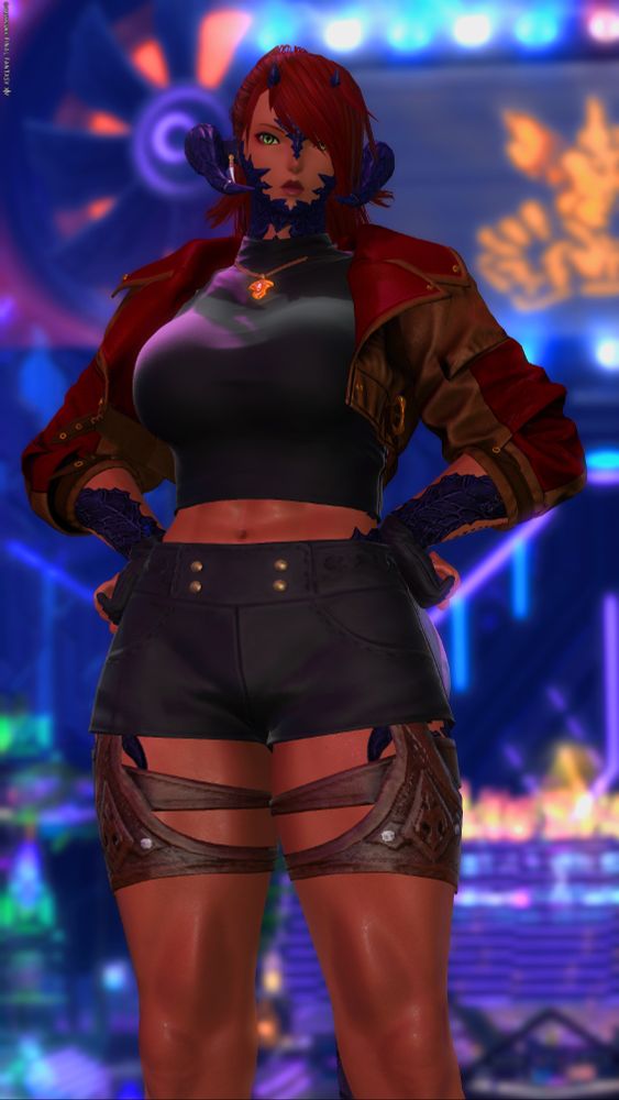 fem xaela au ra with customized scaling. sturdy, thick, powerful physique. could stop a charging bull