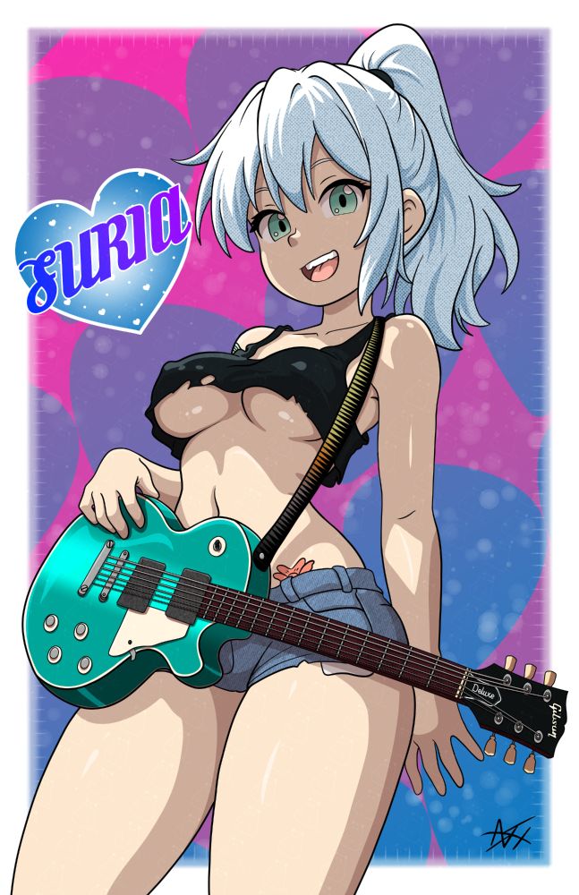 Before I get taken apart - yes, I'm aware Suria doesn't rock a Les Paul...but I had easy access to one for reference (and its a classic). I also learned drawing guitars is NOT my forte (I got waaay too detailed).
