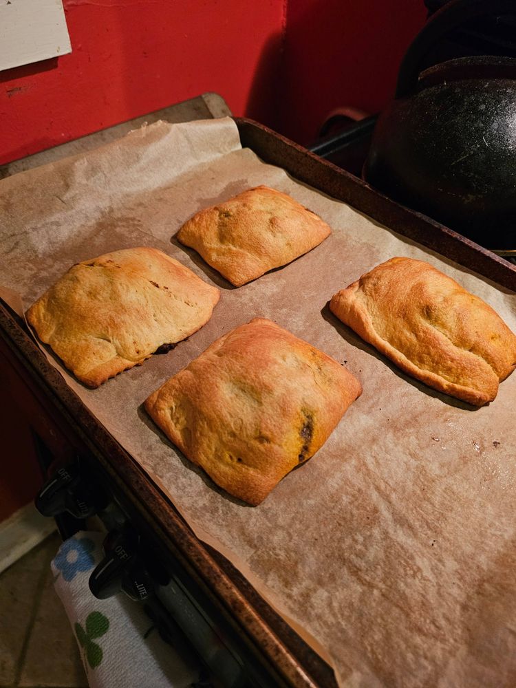 Four beef empanadas with curry seasoning