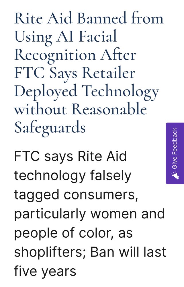 Rite Aid banned from using AI facial recognition