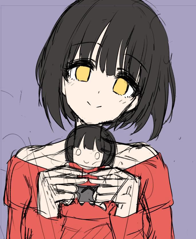 持ってる人形のデザインはちびぐるみとミニぬいぐるみシリーズを混ぜたような頭身でございます( ˘ω˘ )