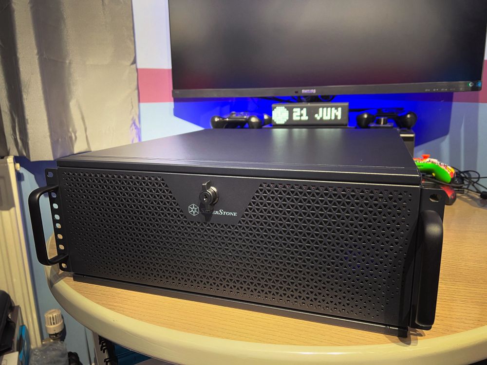 Silverstone RM44 4U rack mount server chassis.