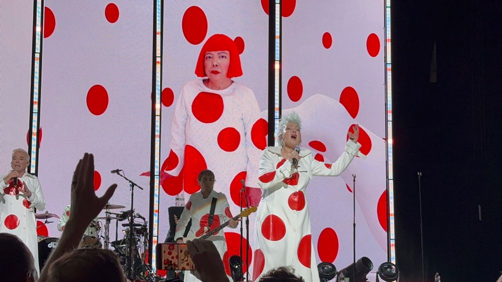 Cyndi Lauper performing. 