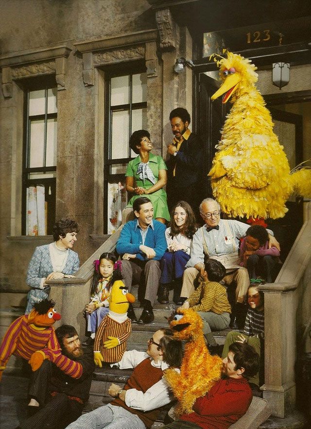 The original cast of Sesame Street including Big Bird
