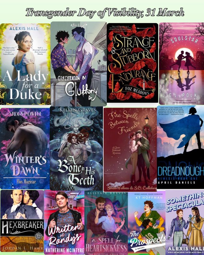 A colourful array of book covers. Transgender Day of Visibility, 31 March is printed at the top. 