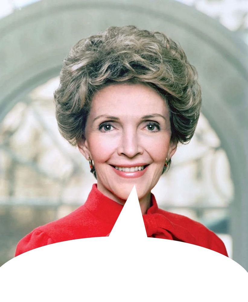 Throat goat Nancy Reagan with a speech bubble