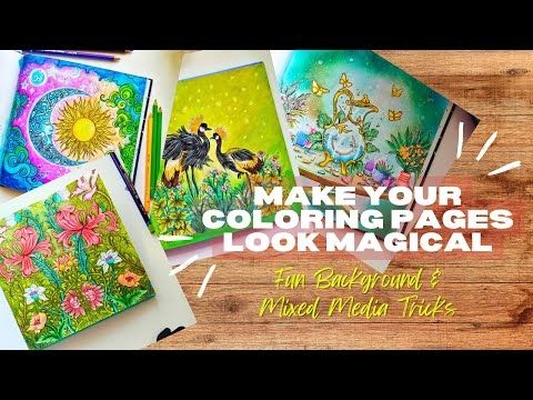 ✨ Make Your Coloring Pages Look Magical! Fun Background & Mixed Media Tricks ✨ #mixedmedia