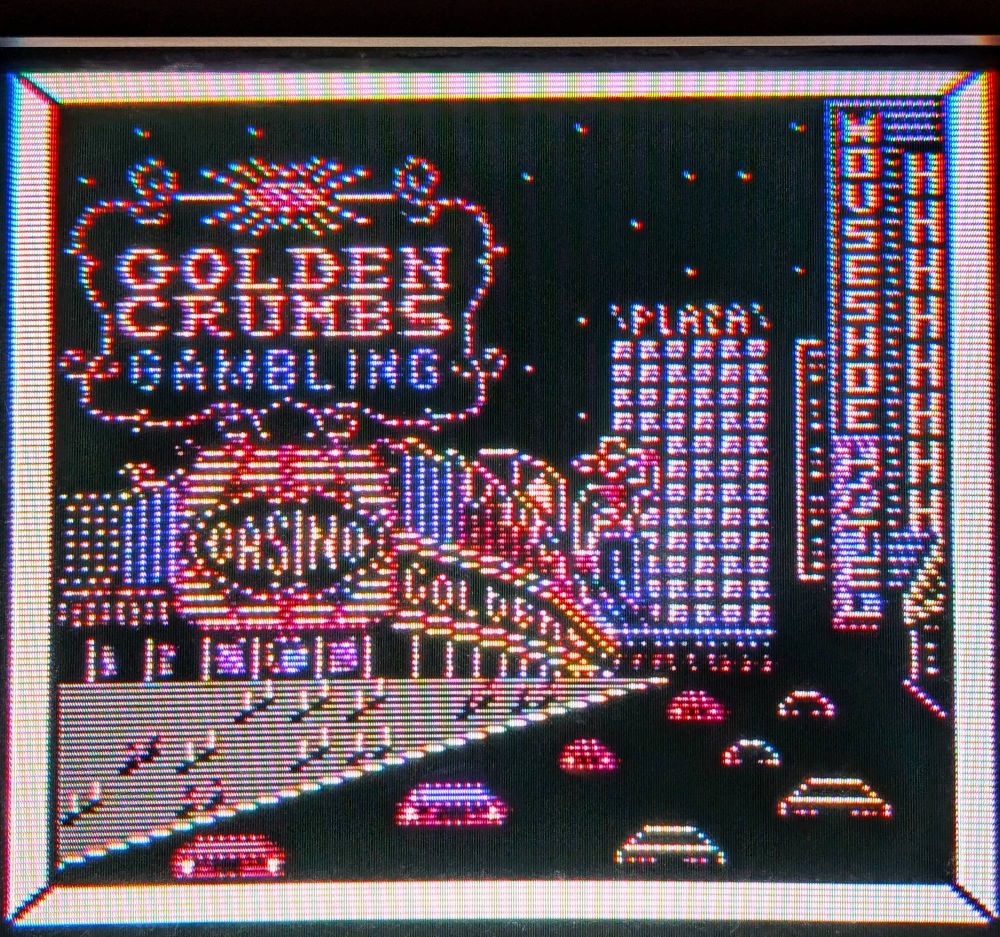 Postcard of the strip, including the legendary Golden Crumbs Casino
