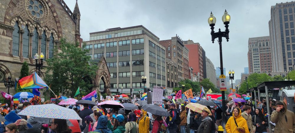 Protest crowd in Boston