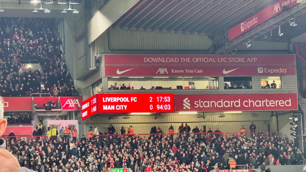 Liverpool 2-0 Man Shitty. He’s getting sacked in the morning. 