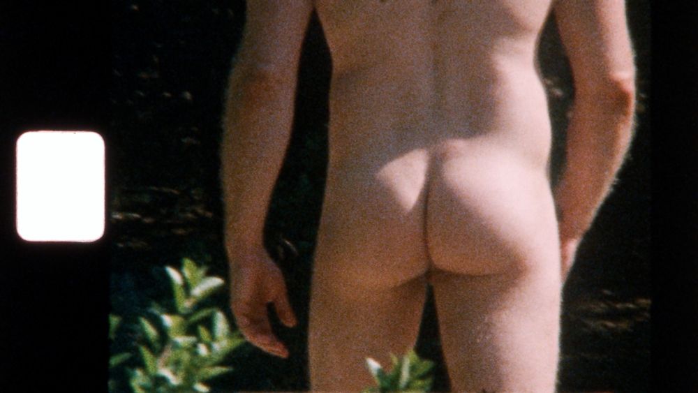 A still from Fire Island '79 shows a man's backside.