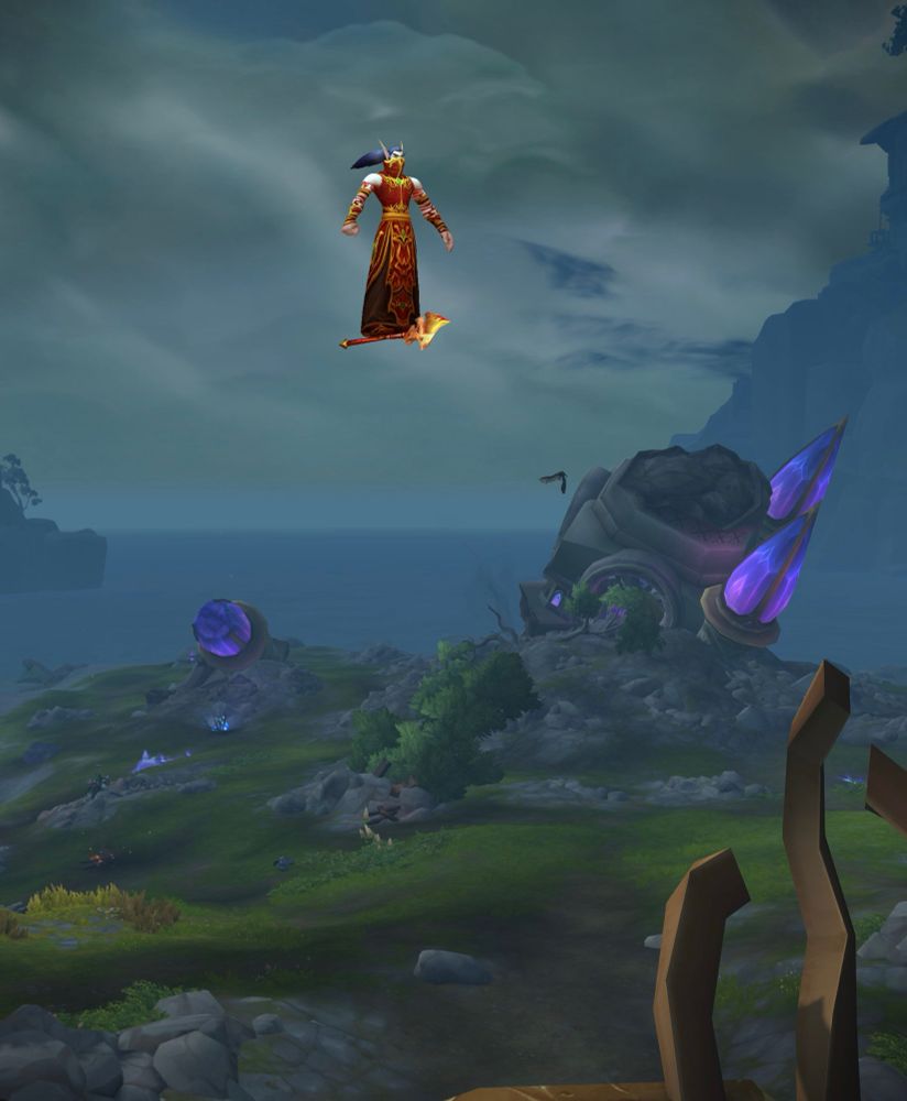 Grand magister Rommath flying over the ruins of Dalaran 