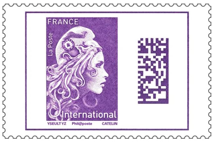 A French international rate stamp.  They have gone in for ugly barcodes on stamps, too.