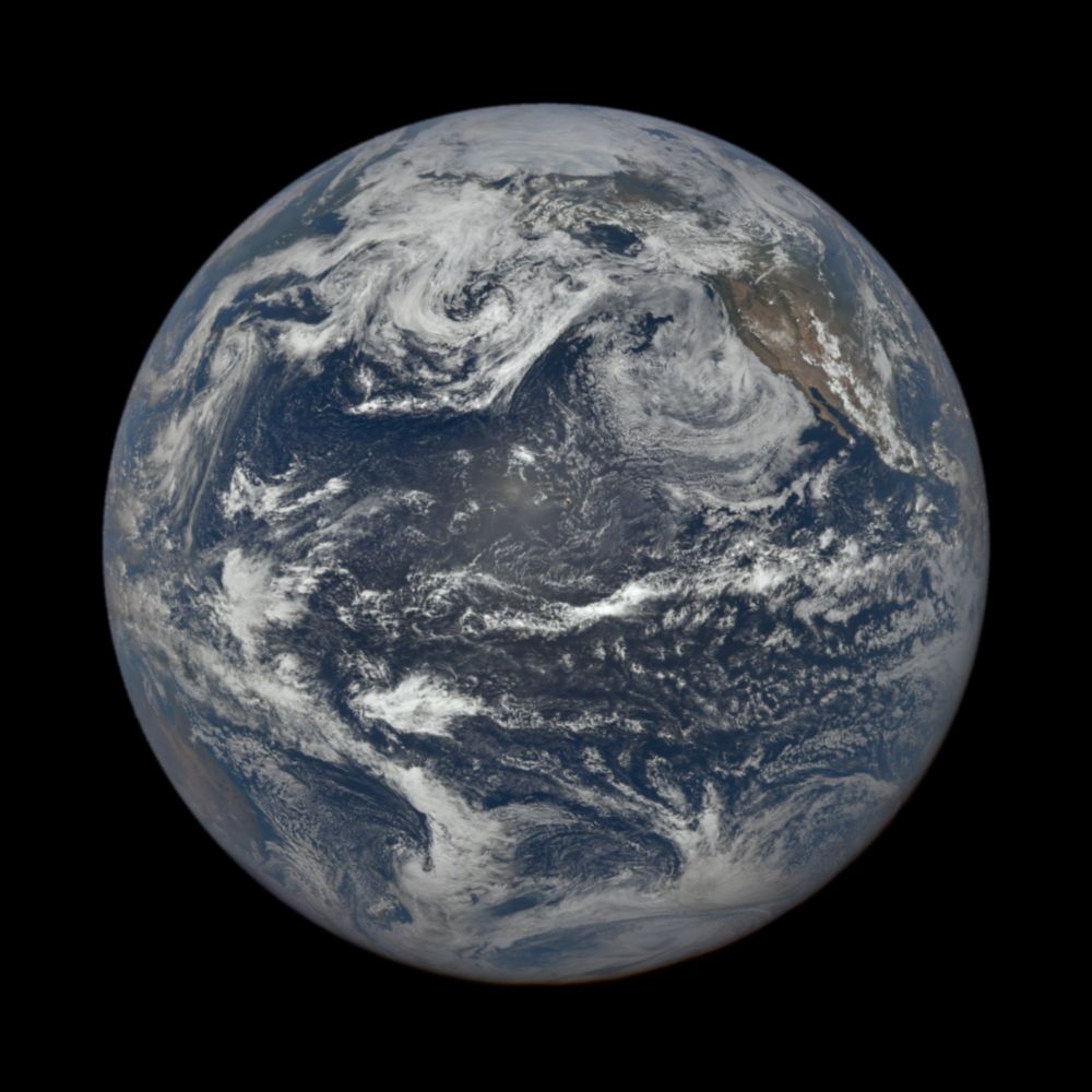 Earth from space, centered on the North Pacific Ocean, captured on Sunday, July 13, 2025 at 10:48:55 PM by NASA's DSCOVR EPIC camera.