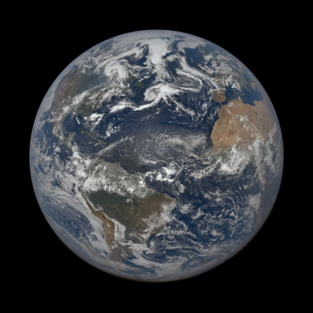 Earth from space, centered on the North Atlantic Ocean, captured on Sunday, July 13, 2025 at 3:10:42 PM by NASA's DSCOVR EPIC camera.