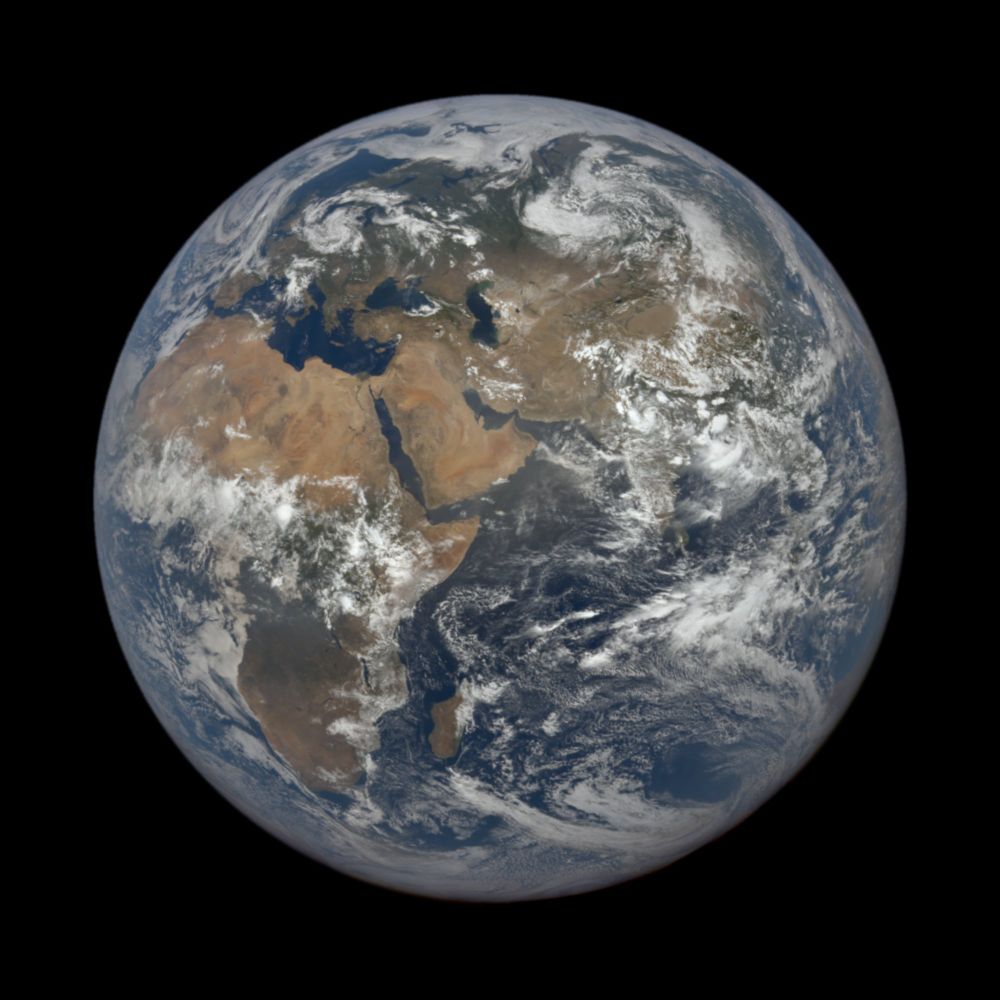 Earth from space, centered on the Arabian Sea, captured on Sunday, July 13, 2025 at 8:37:58 AM by NASA's DSCOVR EPIC camera.