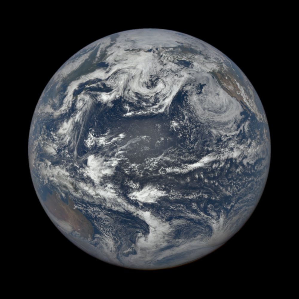 Earth from space, centered on the North Pacific Ocean, captured on Sunday, July 13, 2025 at 11:54:22 PM by NASA's DSCOVR EPIC camera.