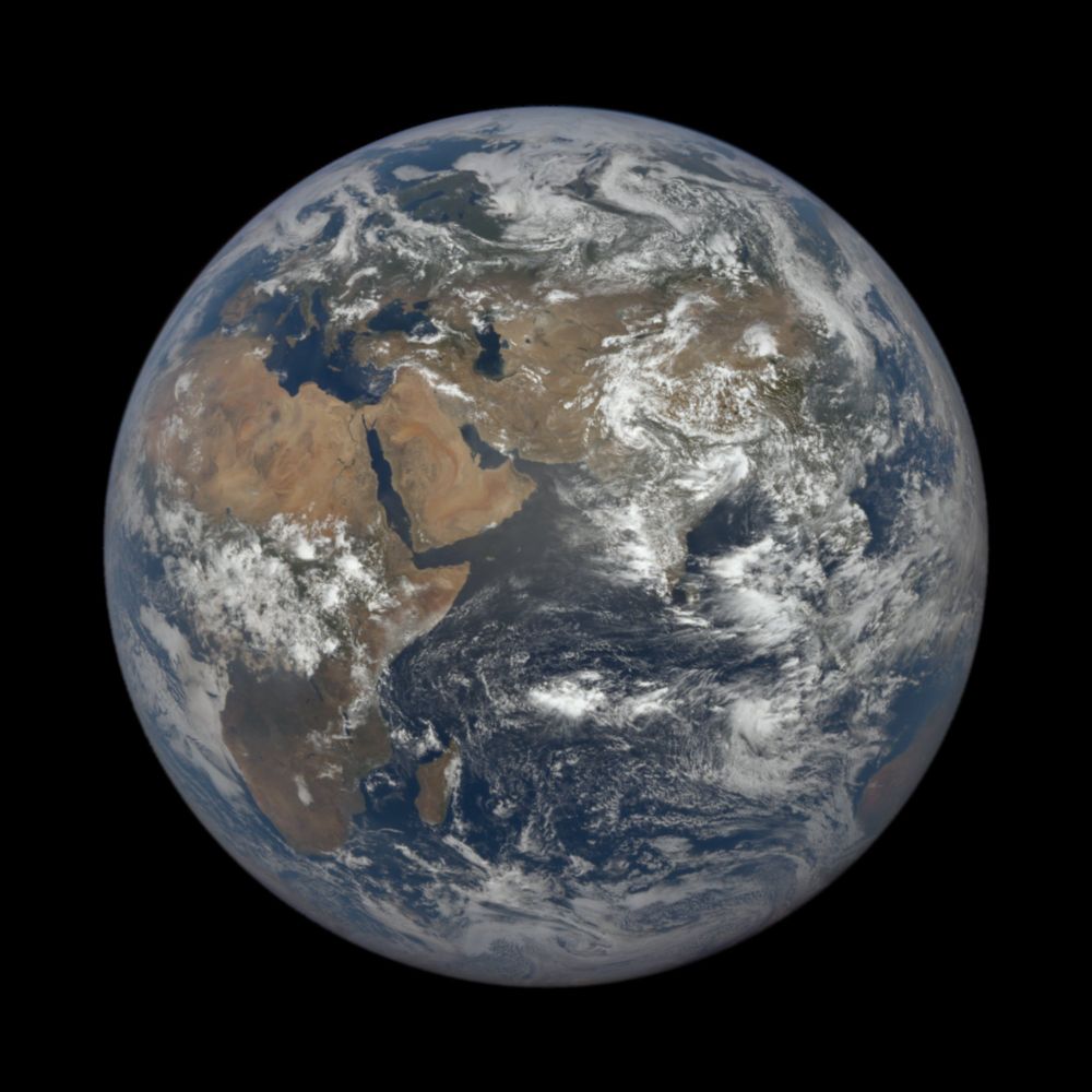 Earth from space, centered on the Arabian Sea, captured on Tuesday, July 15, 2025 at 8:09:56 AM by NASA's DSCOVR EPIC camera.
