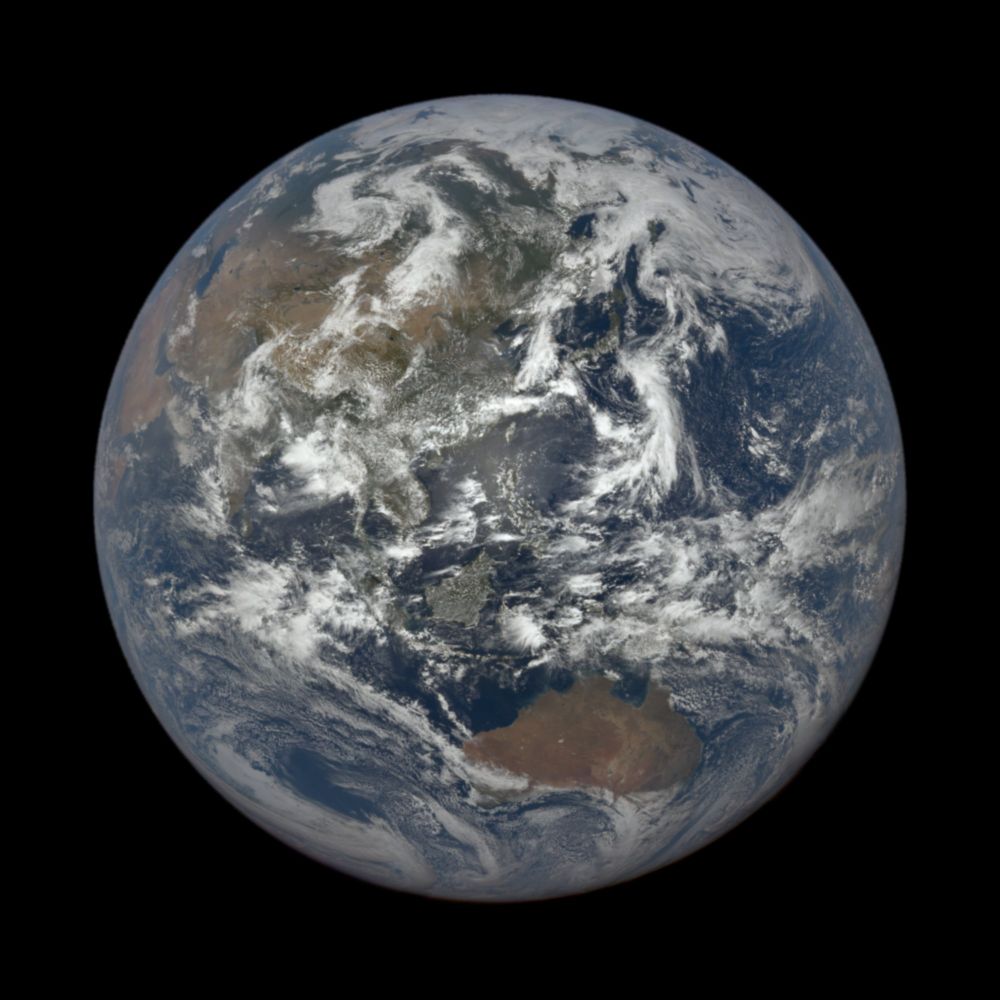 Earth from space, centered on the South China Sea, captured on Sunday, July 13, 2025 at 4:16:09 AM by NASA's DSCOVR EPIC camera.