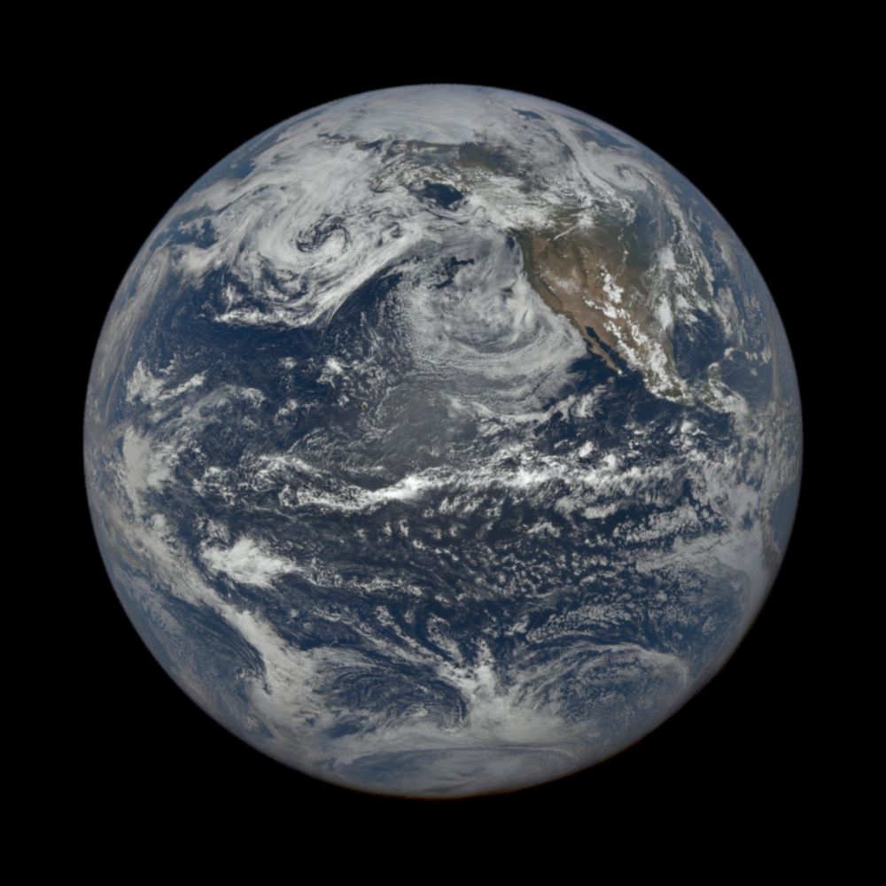 Earth from space, centered on the North Pacific Ocean, captured on Sunday, July 13, 2025 at 9:43:27 PM by NASA's DSCOVR EPIC camera.
