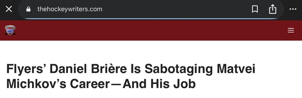Headline: Flyers’ Daniel Brière Is Sabotaging Matvei Michkov’s Career—And His Job
